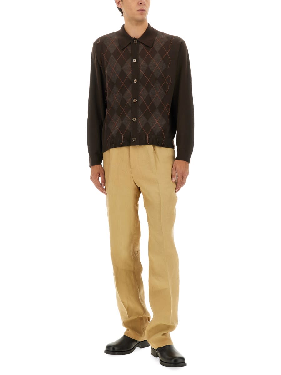 Our Legacy Evenin Polo Shirt Pub Argyle Fine Wool In Brown