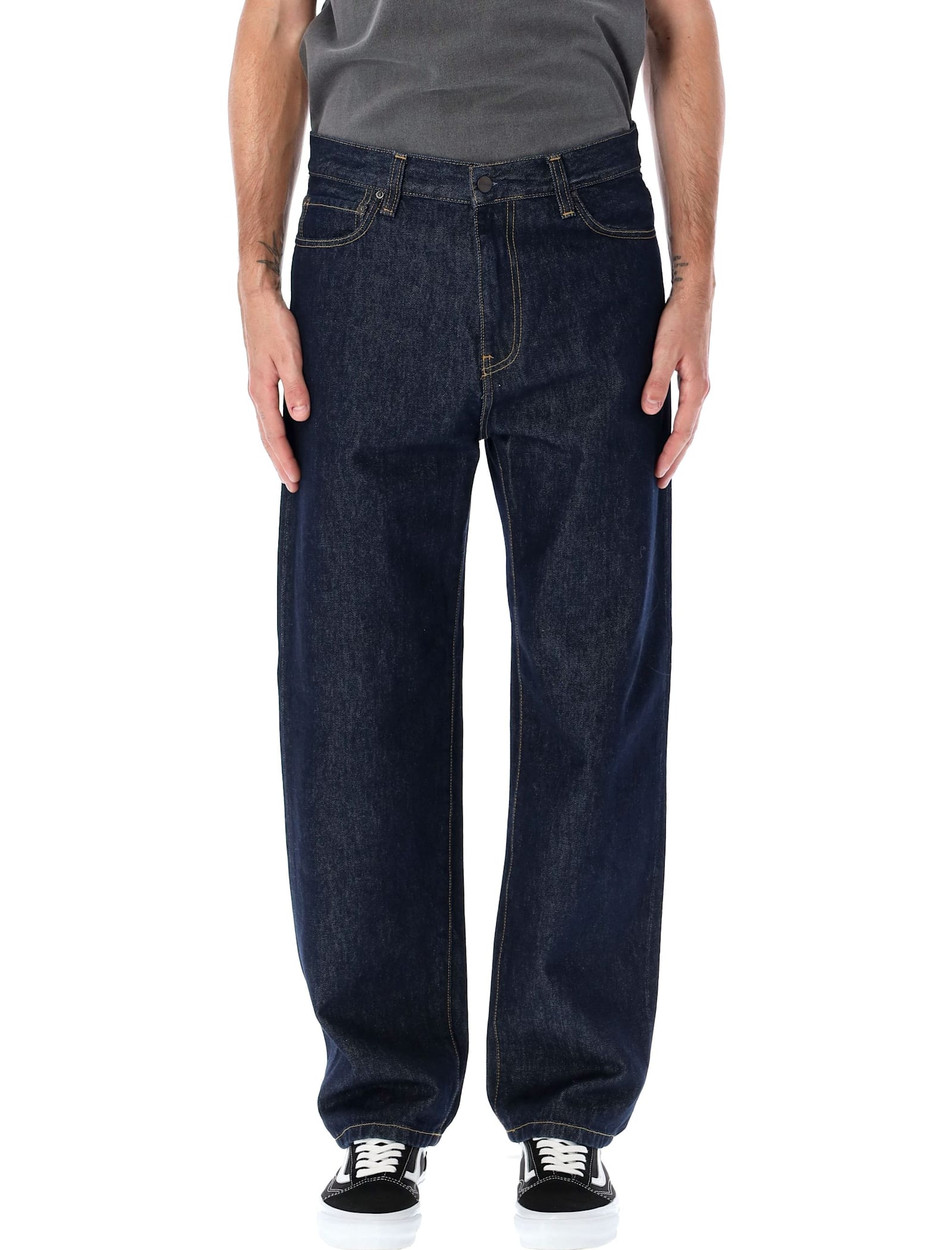 Shop Carhartt Aaron Denim Pant In Blue Rinsed