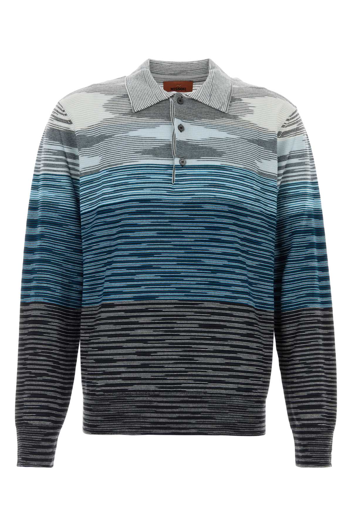 Missoni Embroidered Wool Polo Shirt In Bluetones