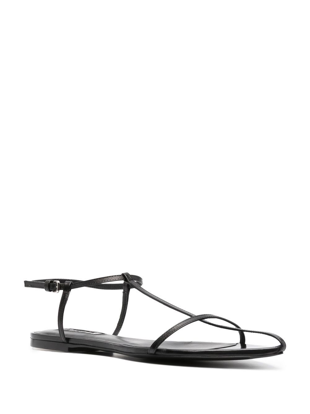 Jil Sander Leather Sandals Flat Sole Pointed Toe In Black