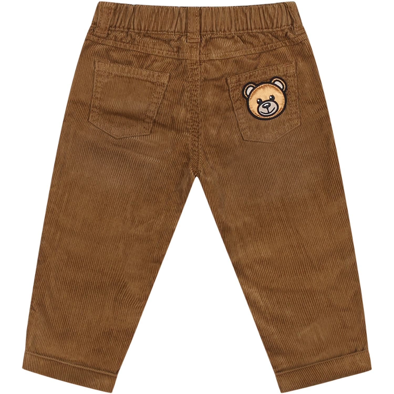 Shop Moschino Brown Trousers For Baby Boy With Teddy Bear In Beige
