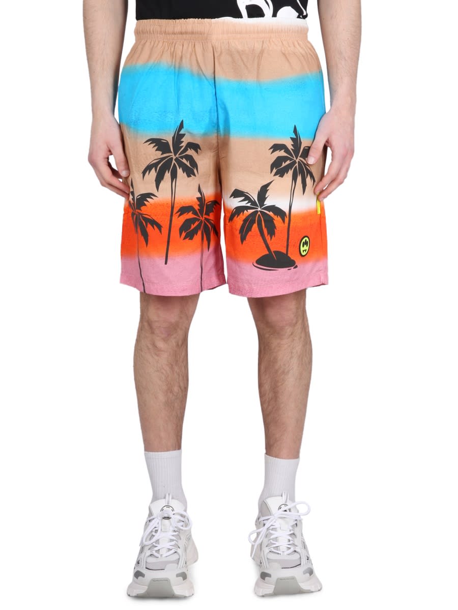 Barrow Palm-tree Print Bermuda Shorts In Multicolour