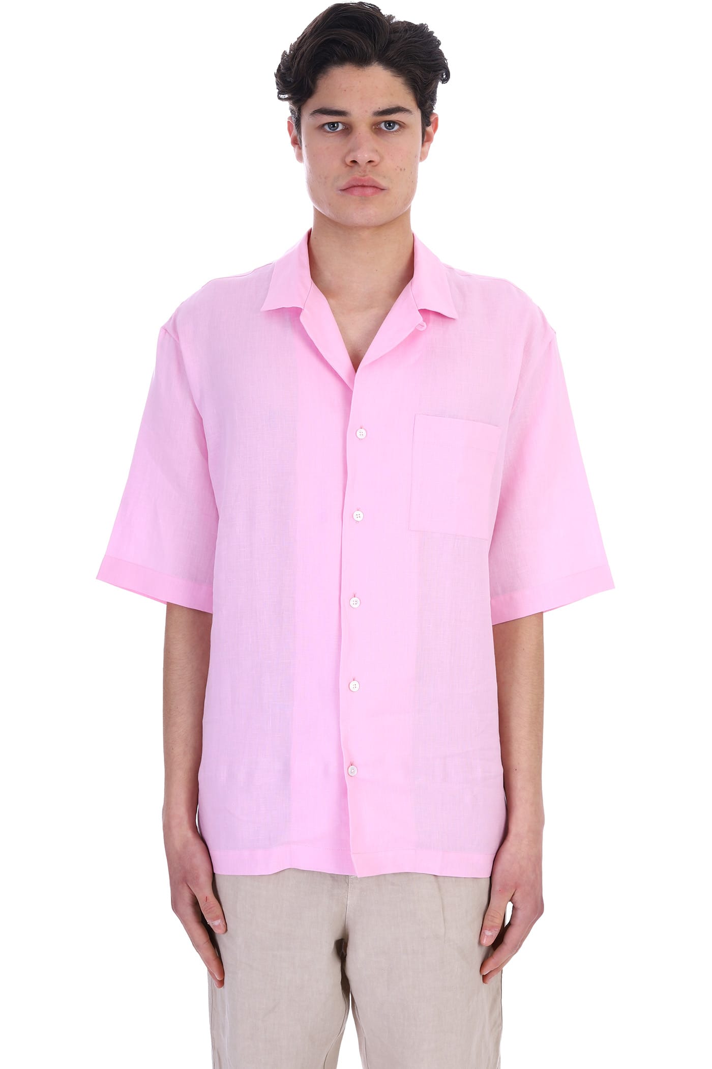 PT01 Shirt In Rose-pink Linen