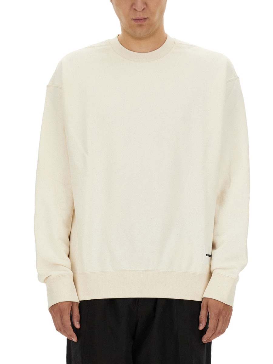 Shop Jil Sander Sweatshirt With Logo In Ivory