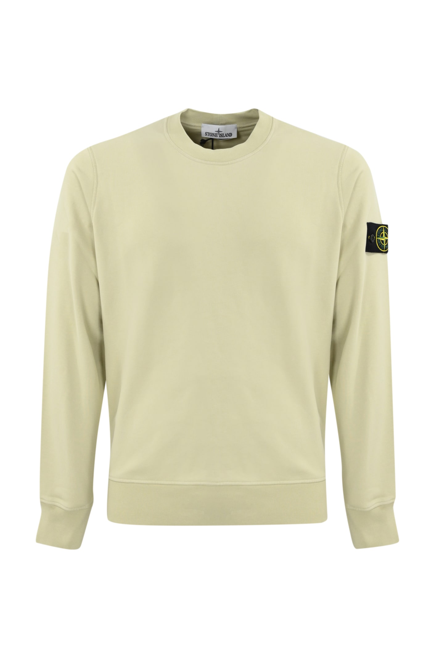 Shop Stone Island Cotton Sweatshirt 63051 In Plaster