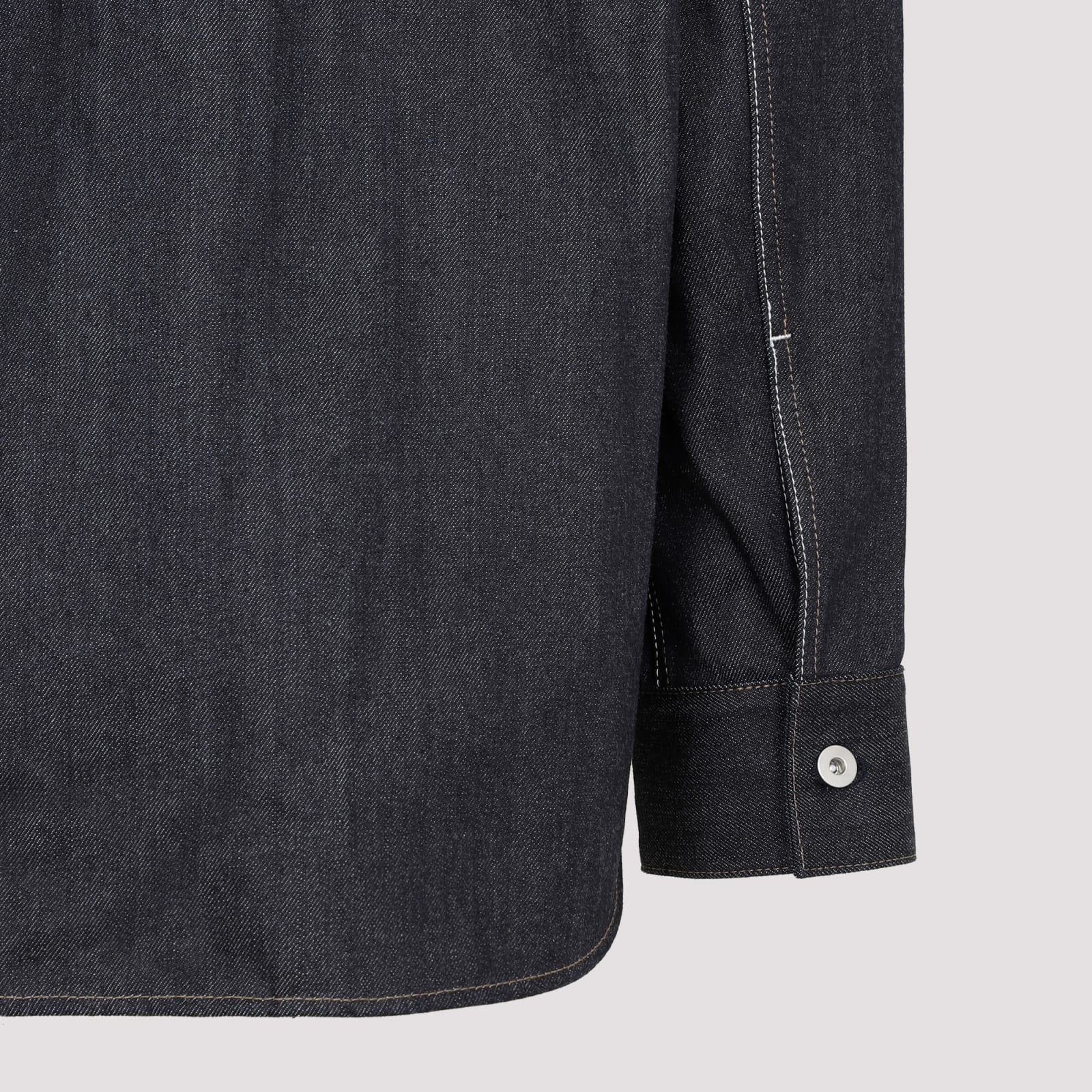 Shop Jil Sander Cotton Denim Shirt In Dark Blue