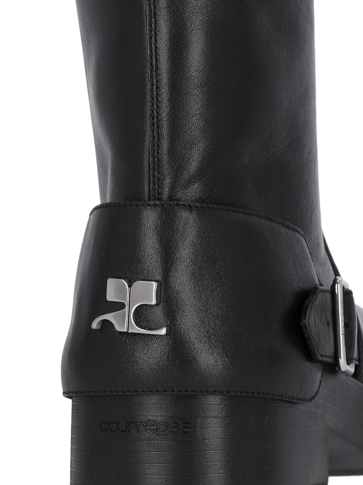 Shop Courrèges Boots With Americana Straps In Black