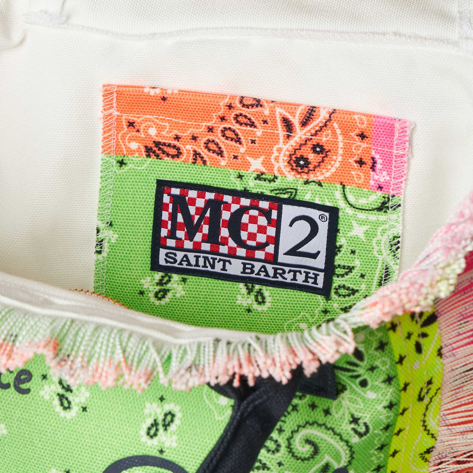 MC2 SAINT BARTH COLETTE COTTON CANVAS HANDBAG WITH FLUO BANDANNA PRINT 