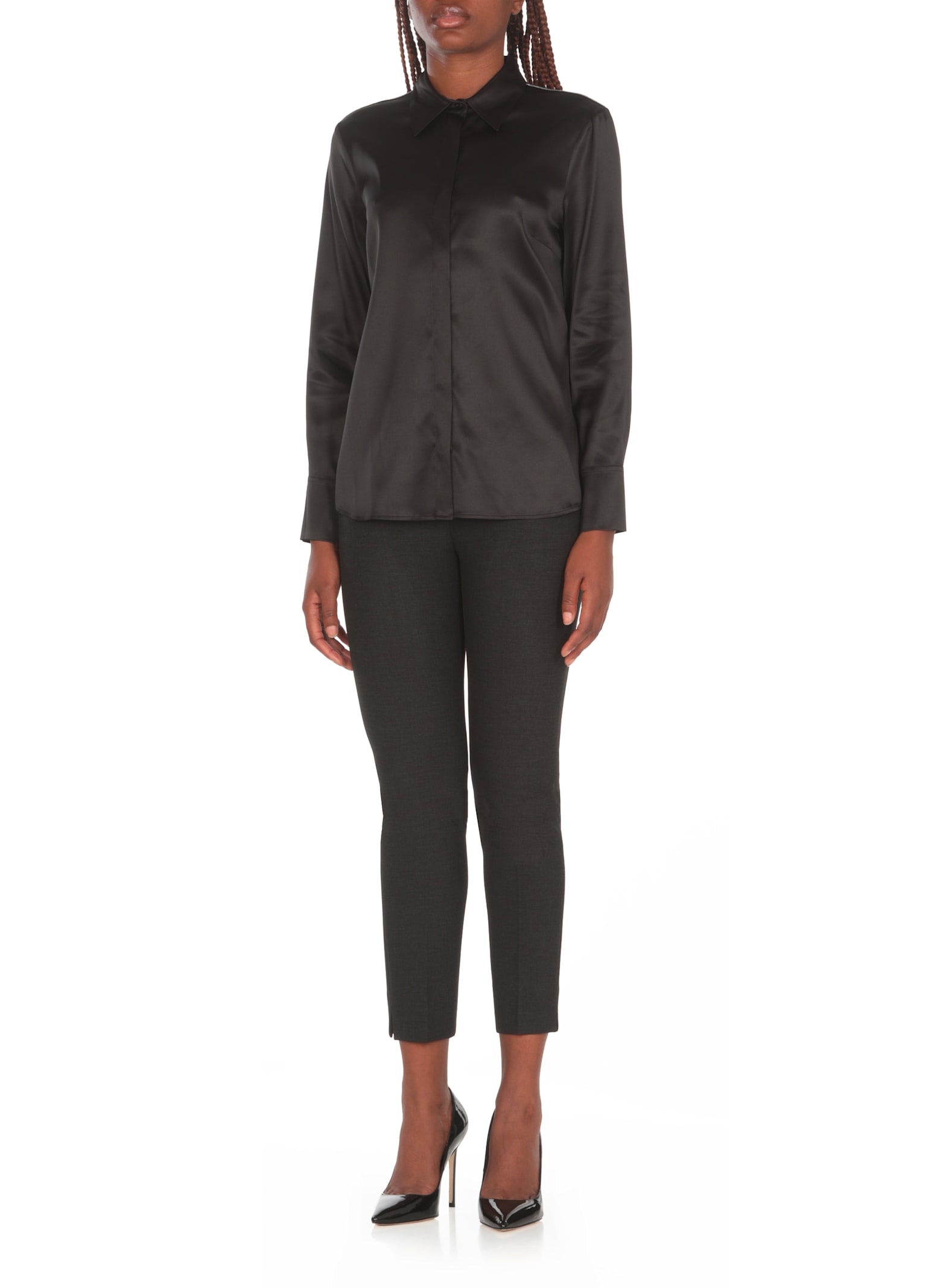 Shop Peserico Satin Shirt In Black