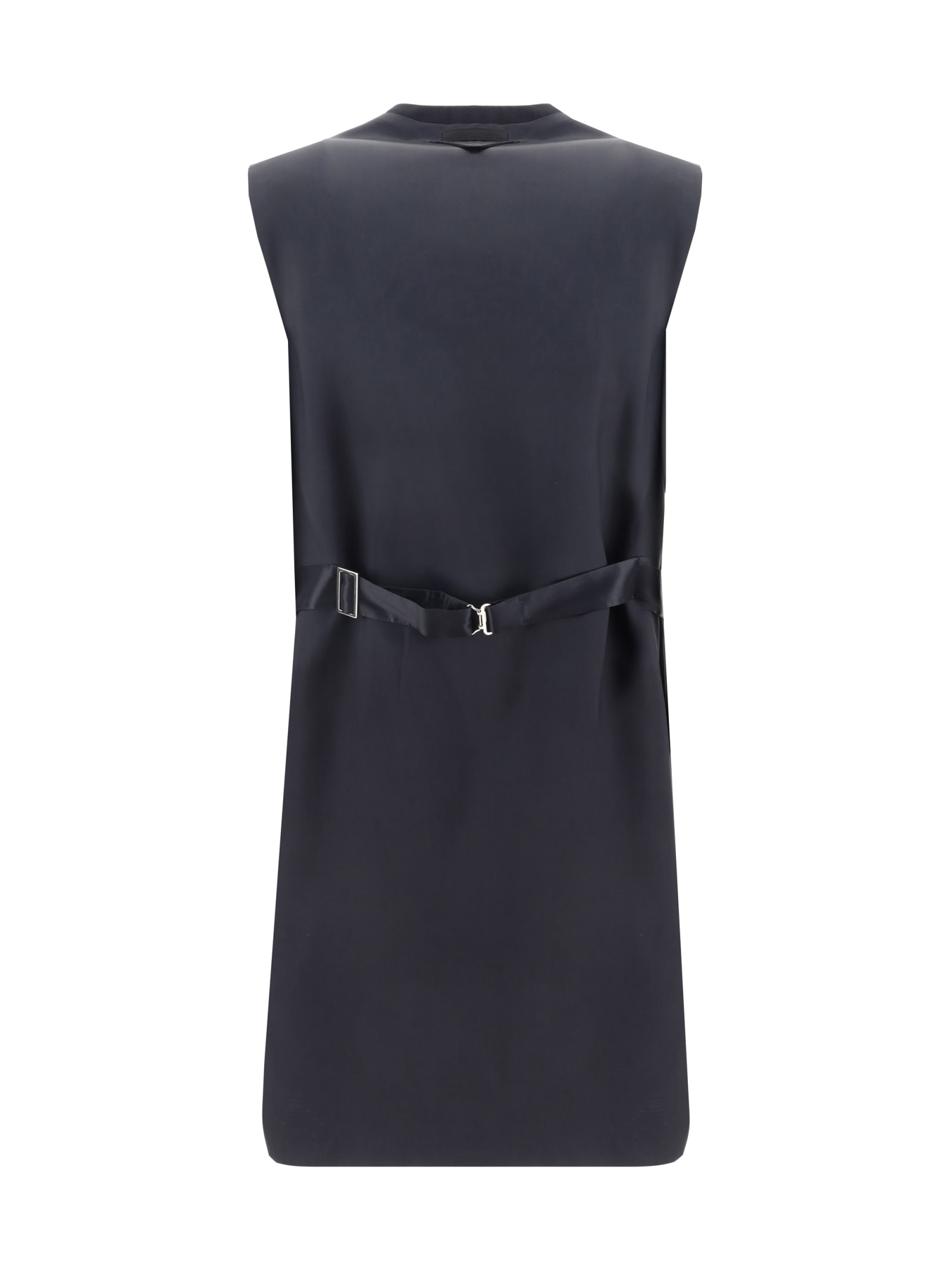 Shop Prada Long Vest In Bleu