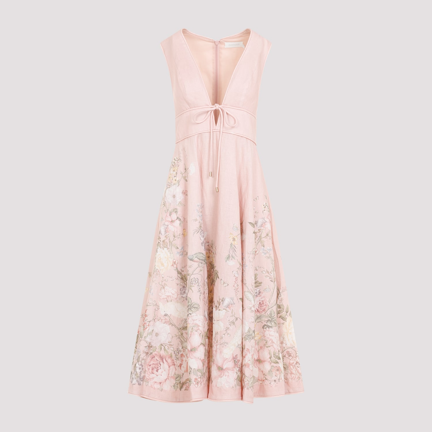 Shop Zimmermann Waverly Plunge Midi Dress In Pink Floral