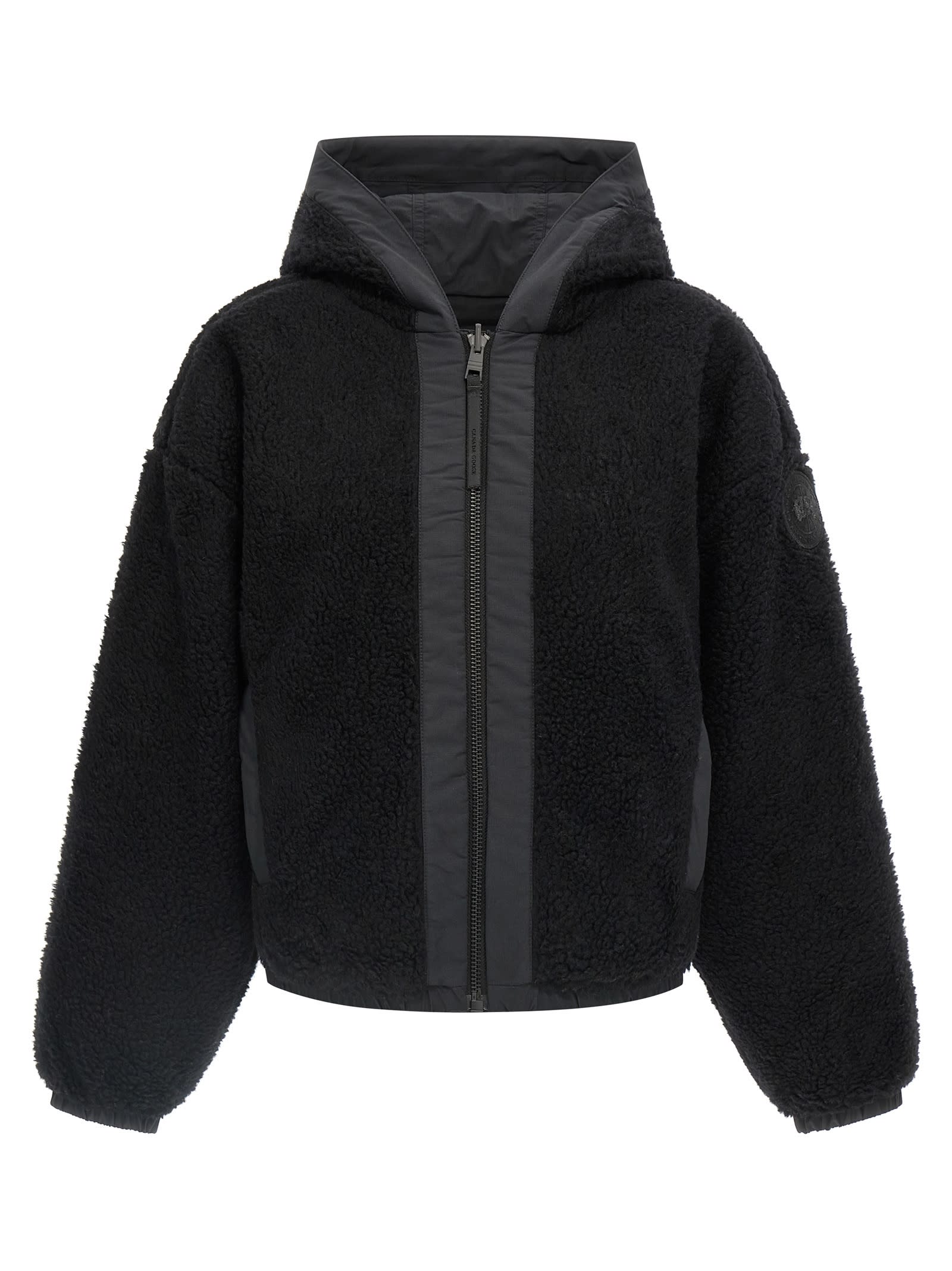 Canada Goose Alberini Reversible High Pile Fleece Bomber Jacket In Black