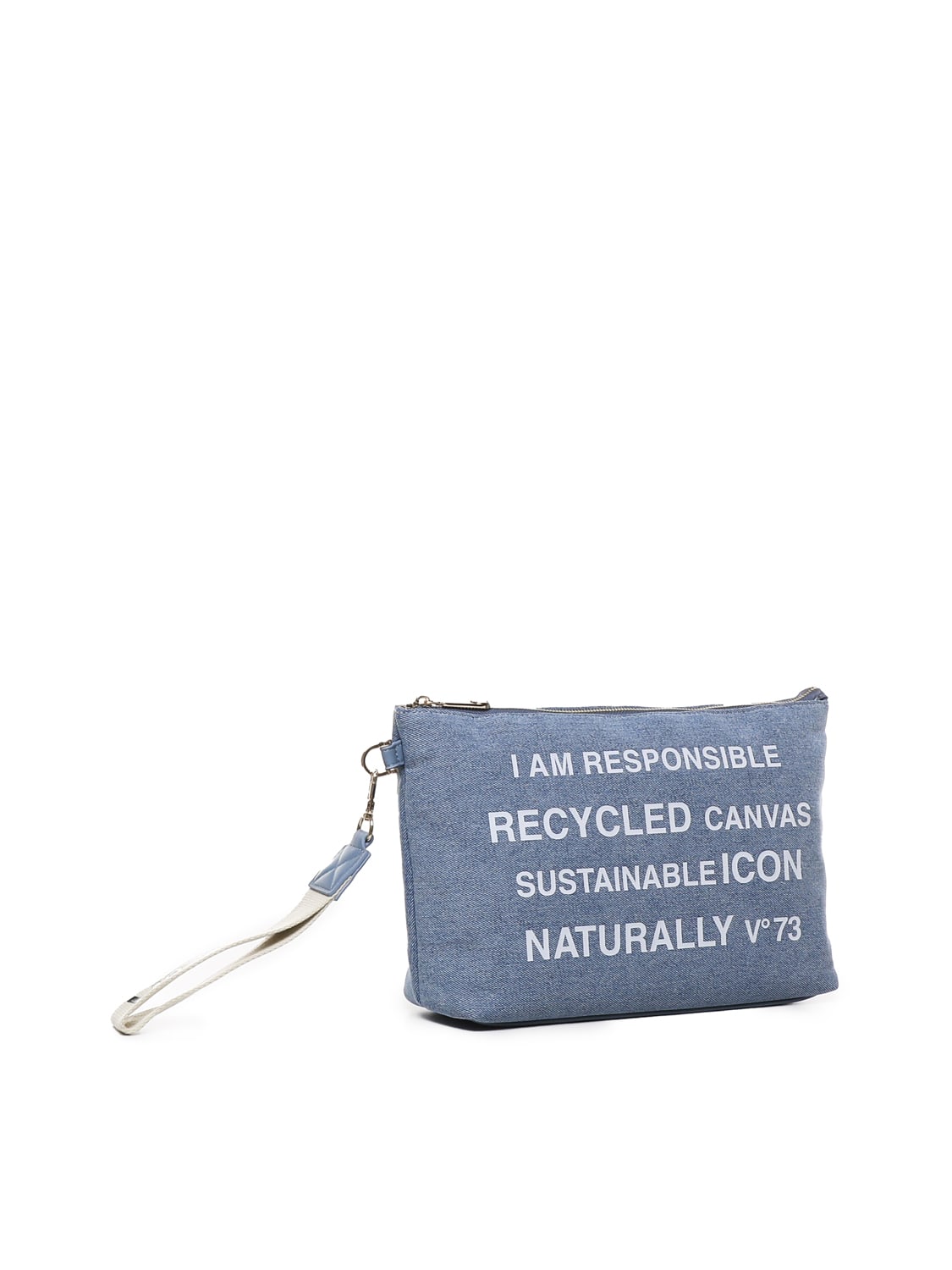V73 Pochette Responsibility In Cotton In Denim Bianco