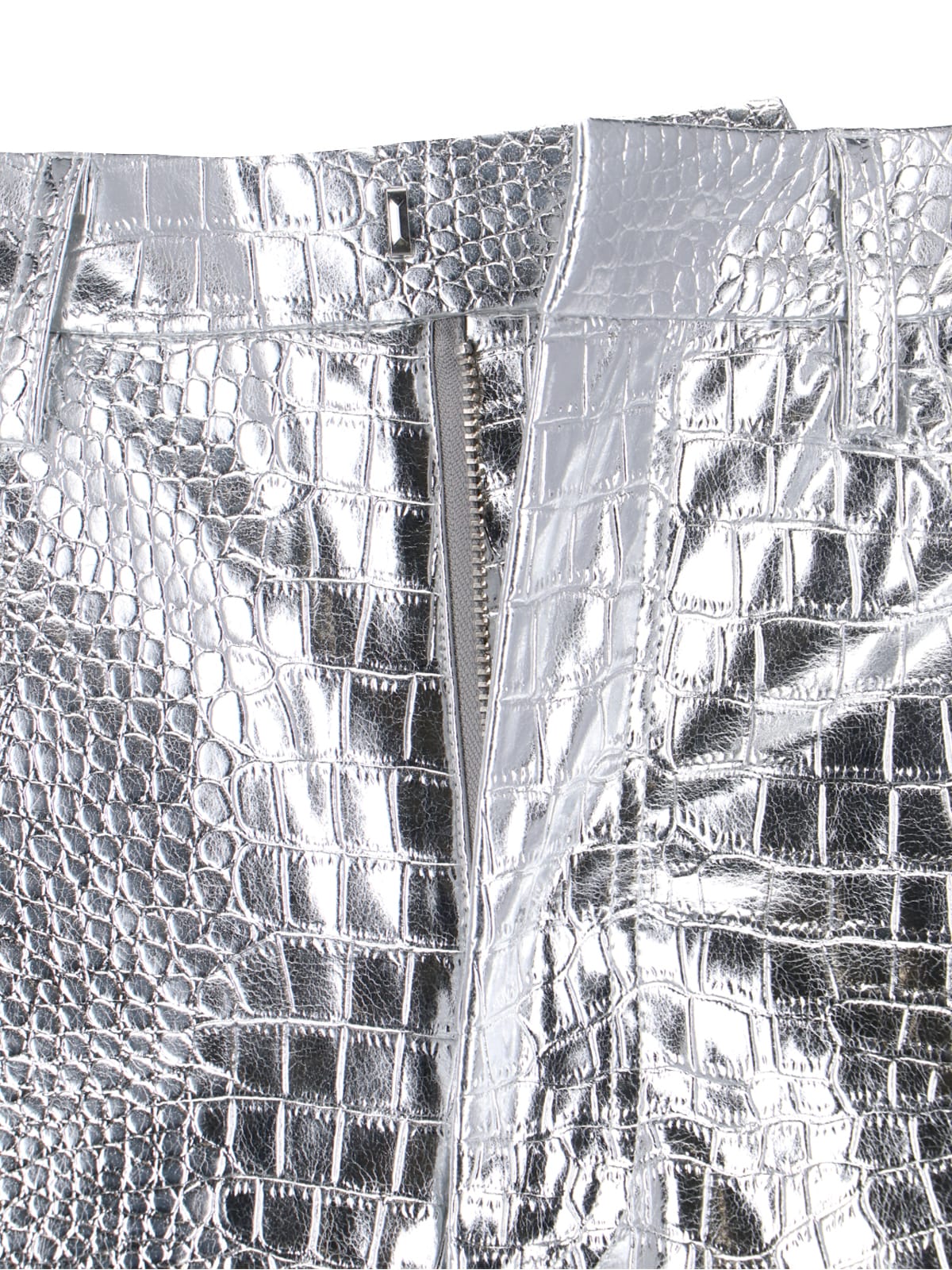 Shop Rotate Birger Christensen Croc Print Trousers In Silver