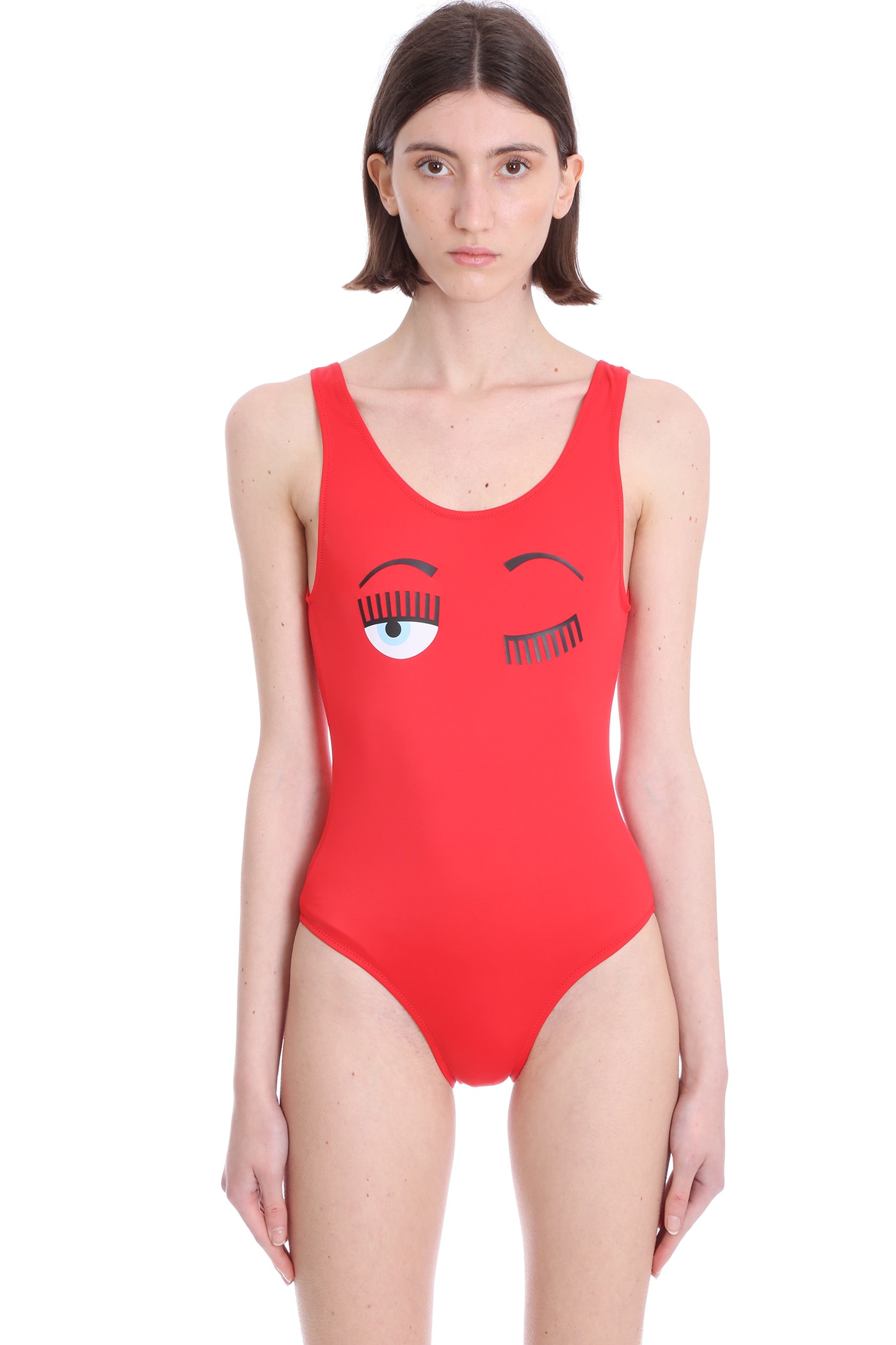 Chiara Ferragni One-piece Swimsuit With Eyes Flirting Logo In Red