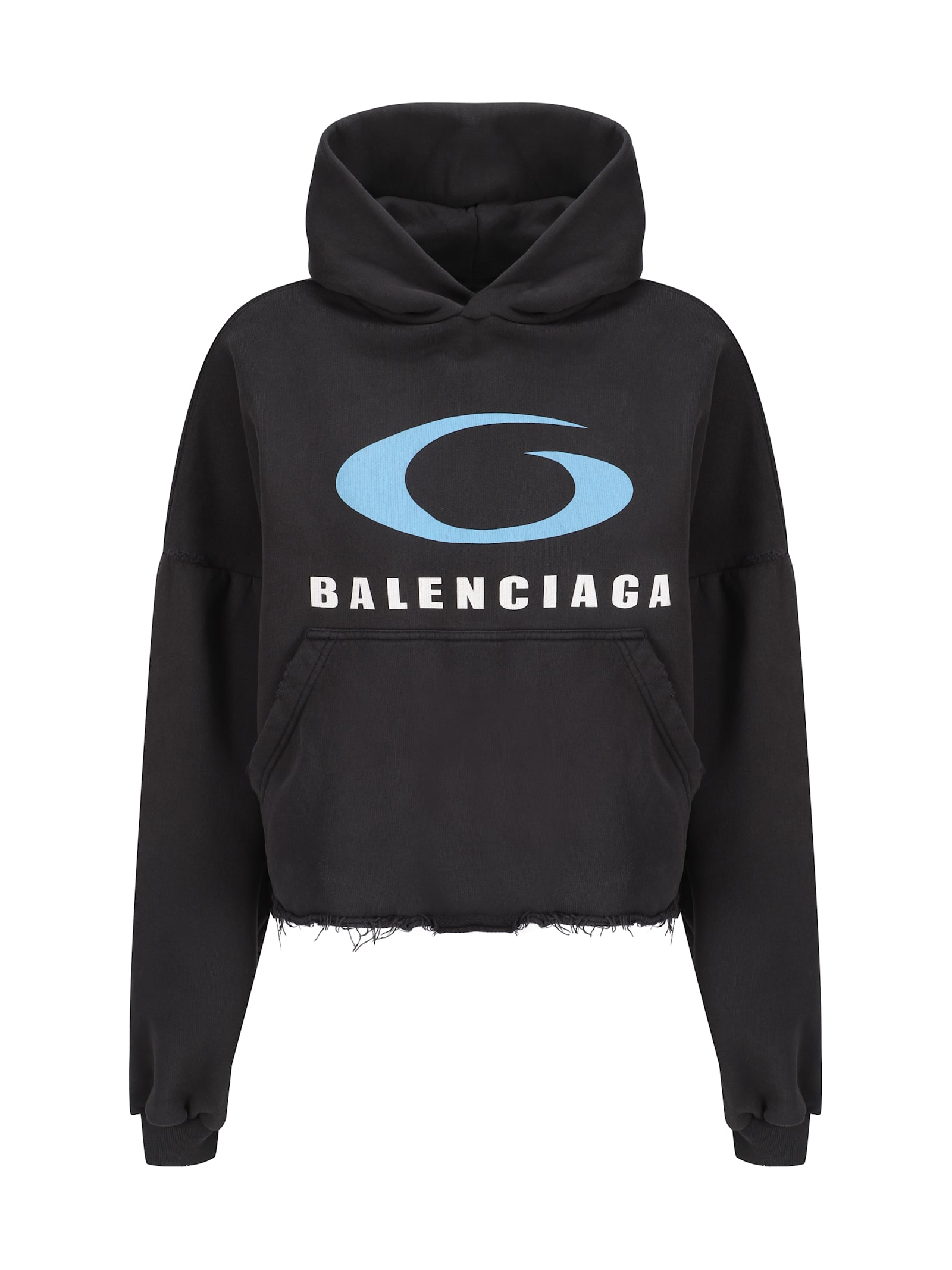 Shop Balenciaga Hoodie In Washed Black/blue