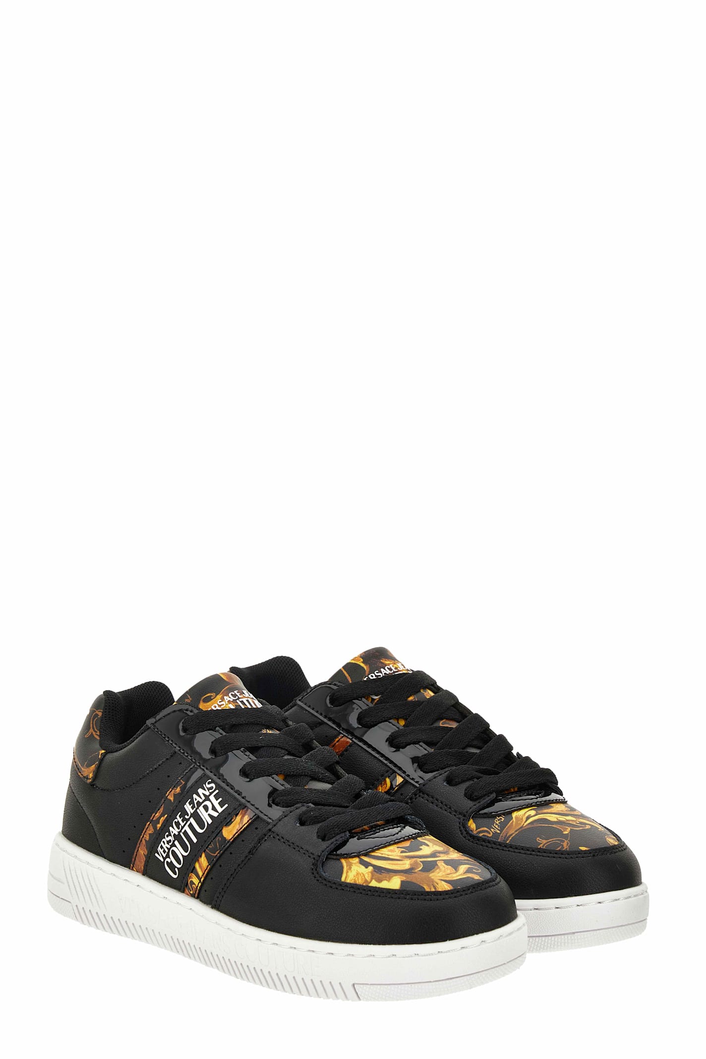 Versace Jeans Couture Baroque-print Trainers In Black