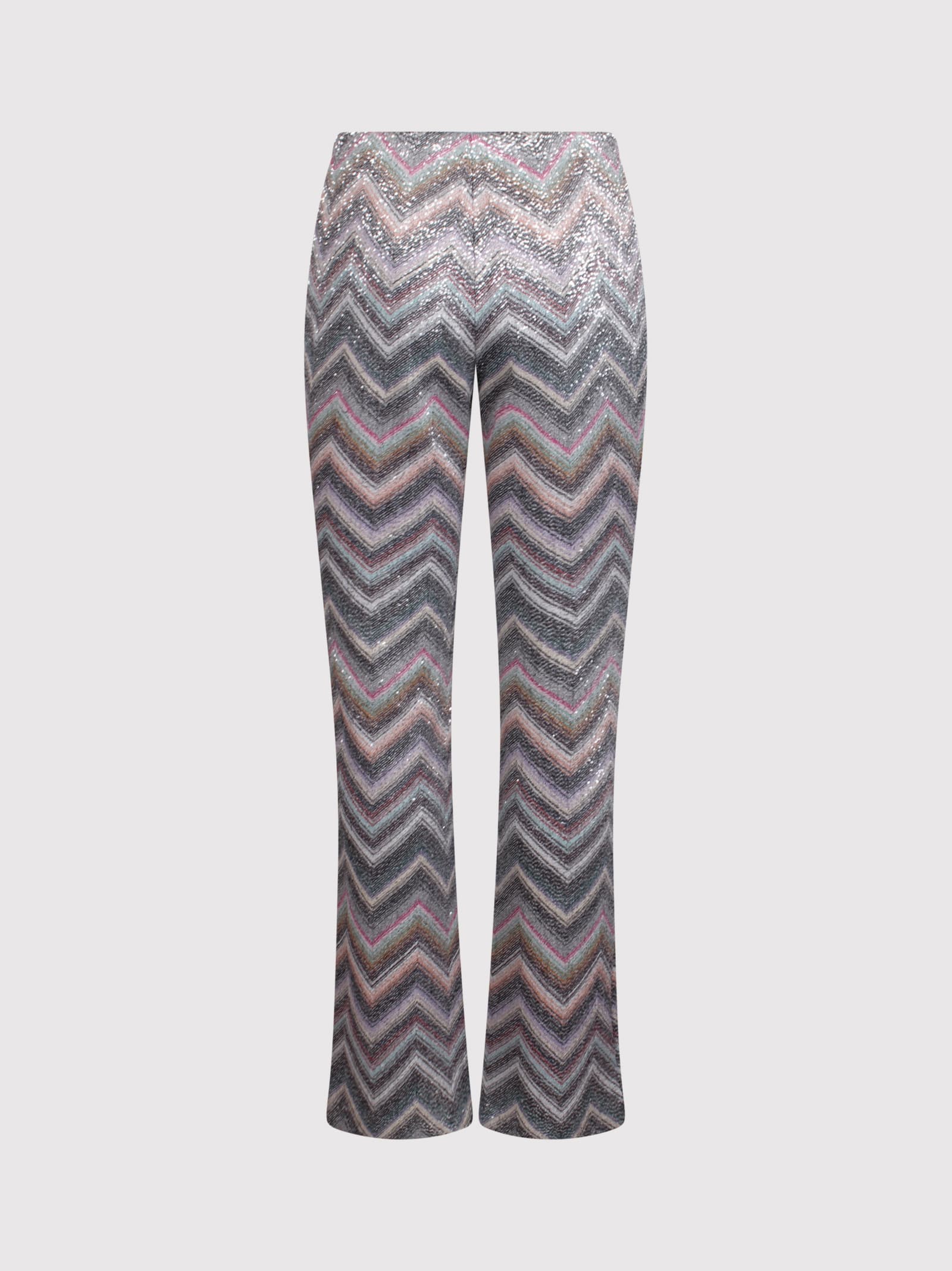Shop Missoni Flared Trousers In Zig Zag Knit With Sequins