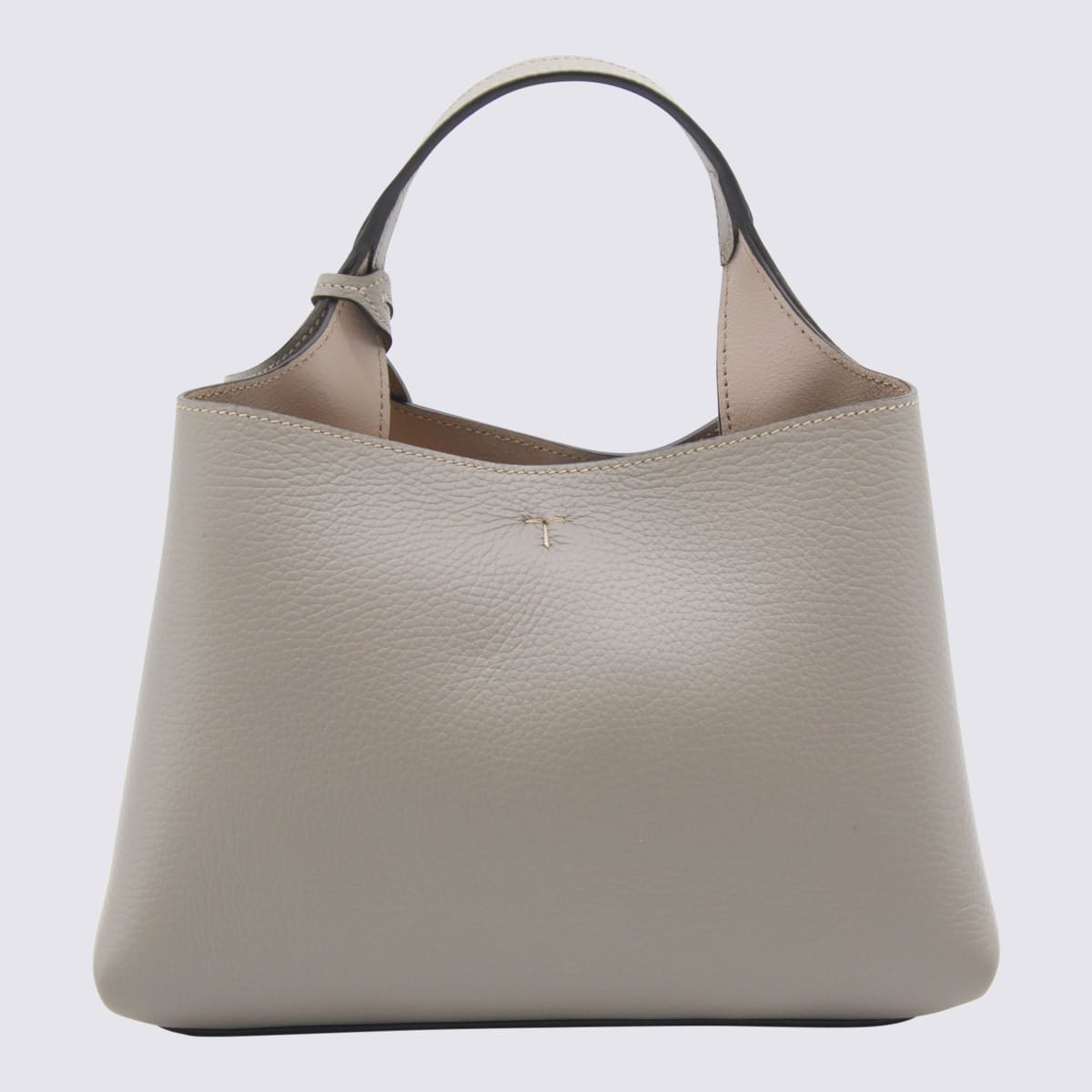 Tod's Leather Textured Tote Bag With Detachable Strap In Gray