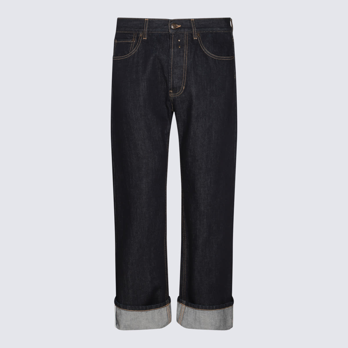 Shop Alexander Mcqueen Dark Blue Cotton Jeans