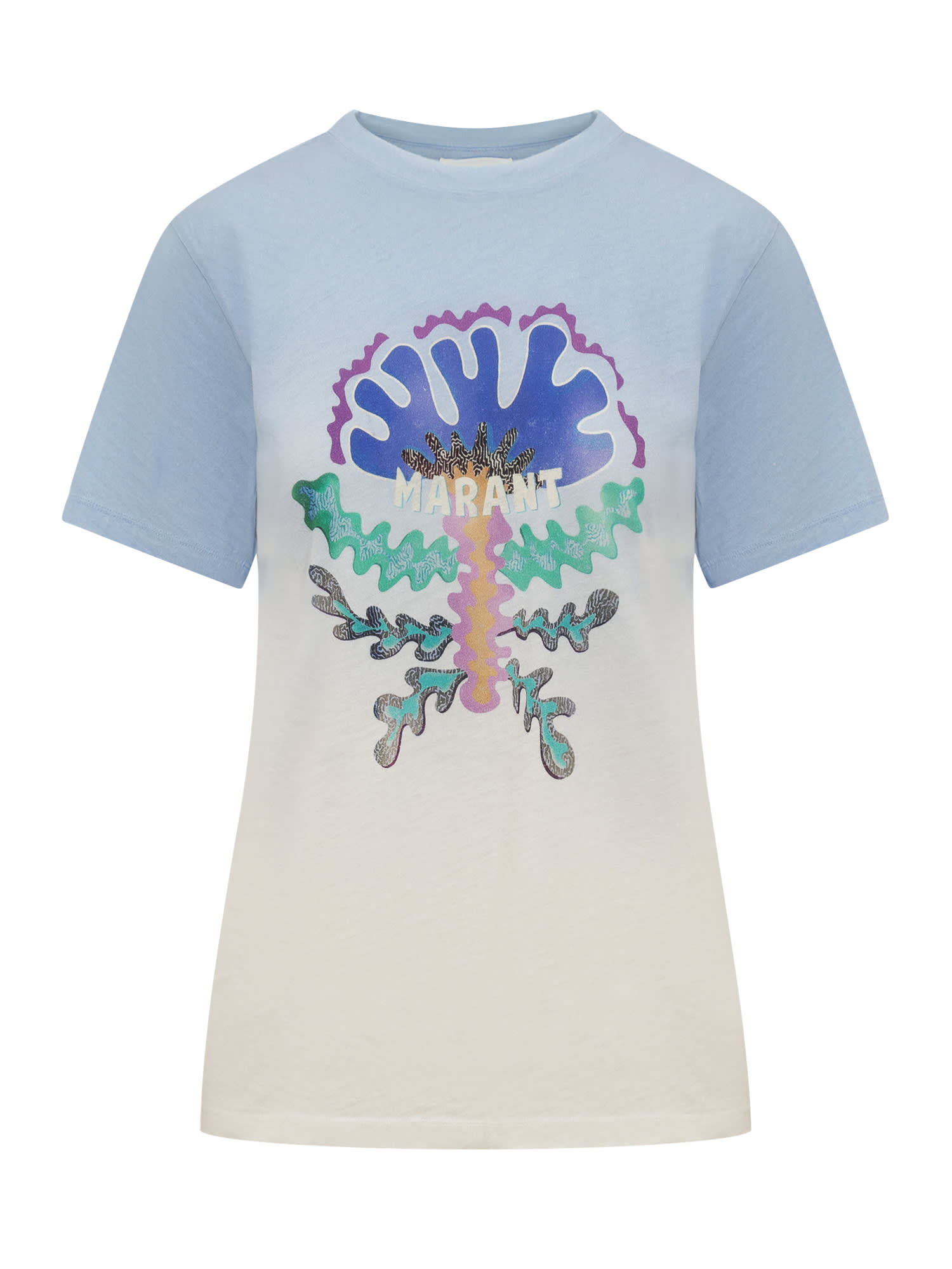 Isabel Marant Étoile Logo-print Cotton T-shirt In Light Blue