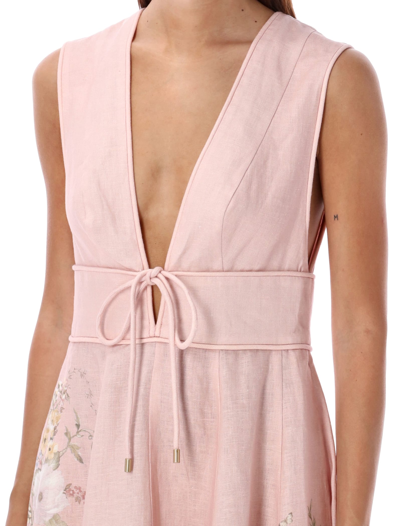 Shop Zimmermann Waverly Midi Rose Dress In Pink Floral