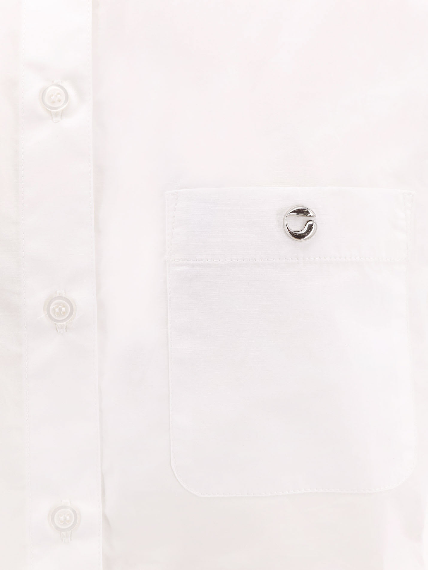 Coperni Cotton Shirt With Pointed Collar And Pocket In White