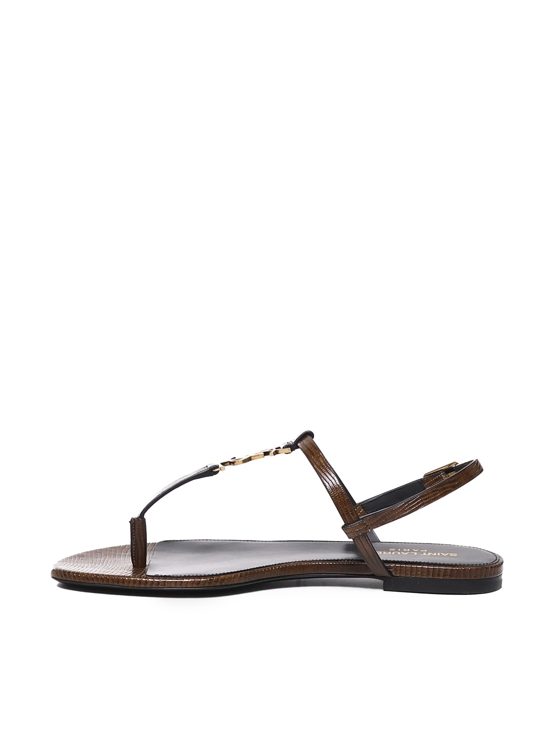 Shop Saint Laurent Cassandre Sandals In Macadamia Brown