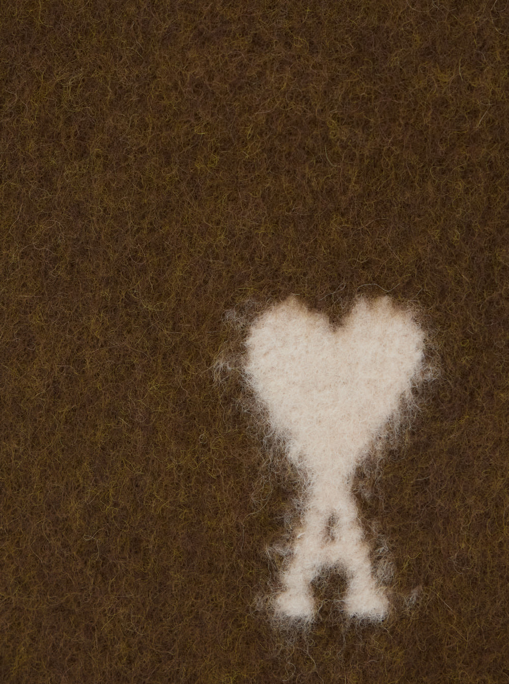 Ami Alexandre Mattiussi Brown Scarf With Adc Embroidery On The Front And Fringed Hem In Wool Blend Woman In Brown