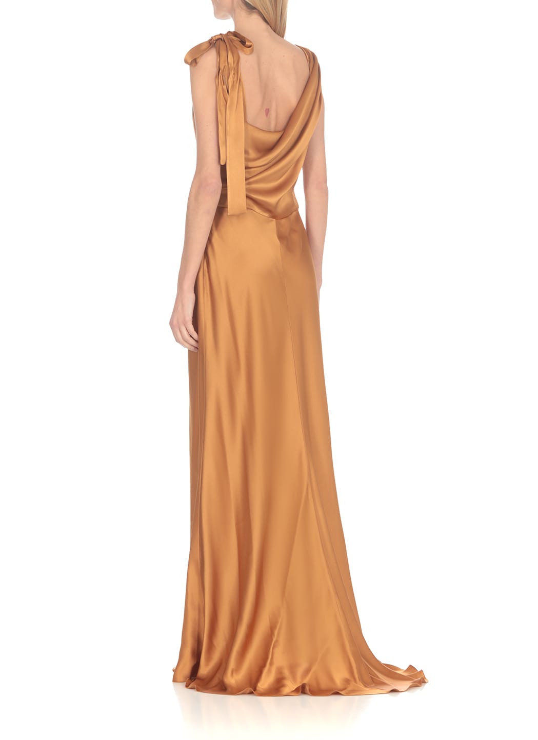 Shop Alberta Ferretti Silk Dress In Brown