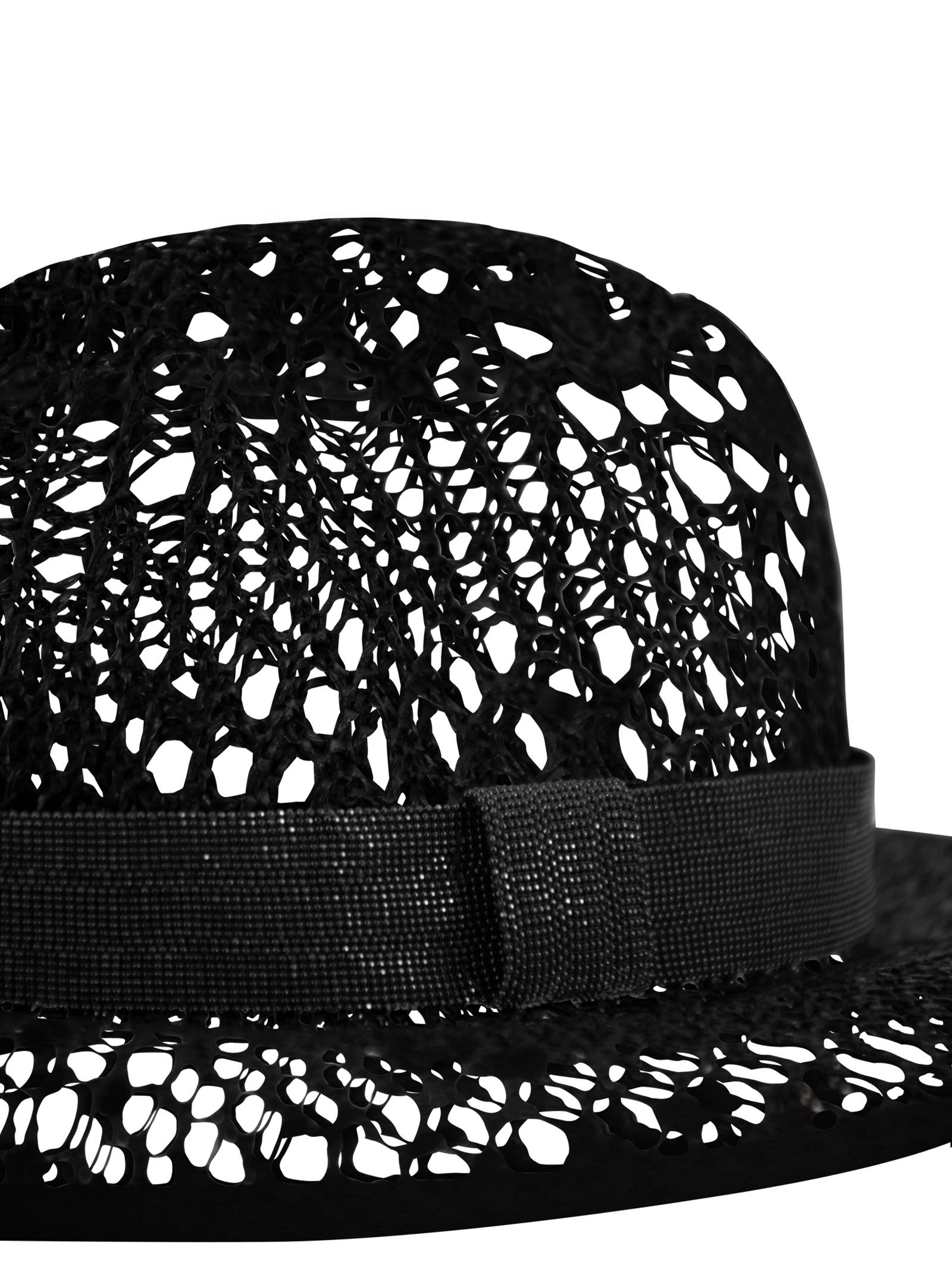 Shop Brunello Cucinelli Straw Hat With Precious Band In Black