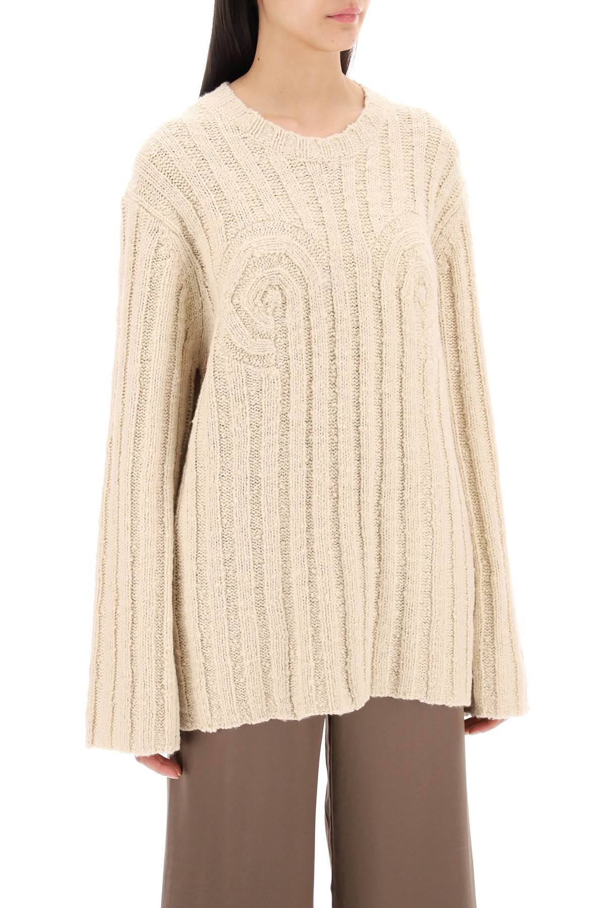 Shop By Malene Birger Cirra Ribbed Knit Pul In Oyster Gray (beige)