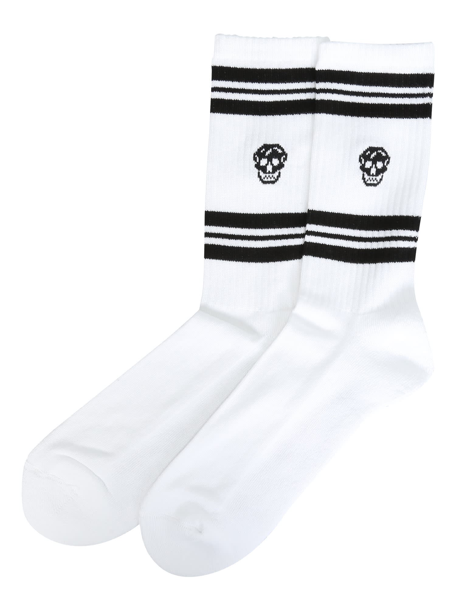 Alexander Mcqueen Logo-intarsia Metallic Cotton-blend Socks
