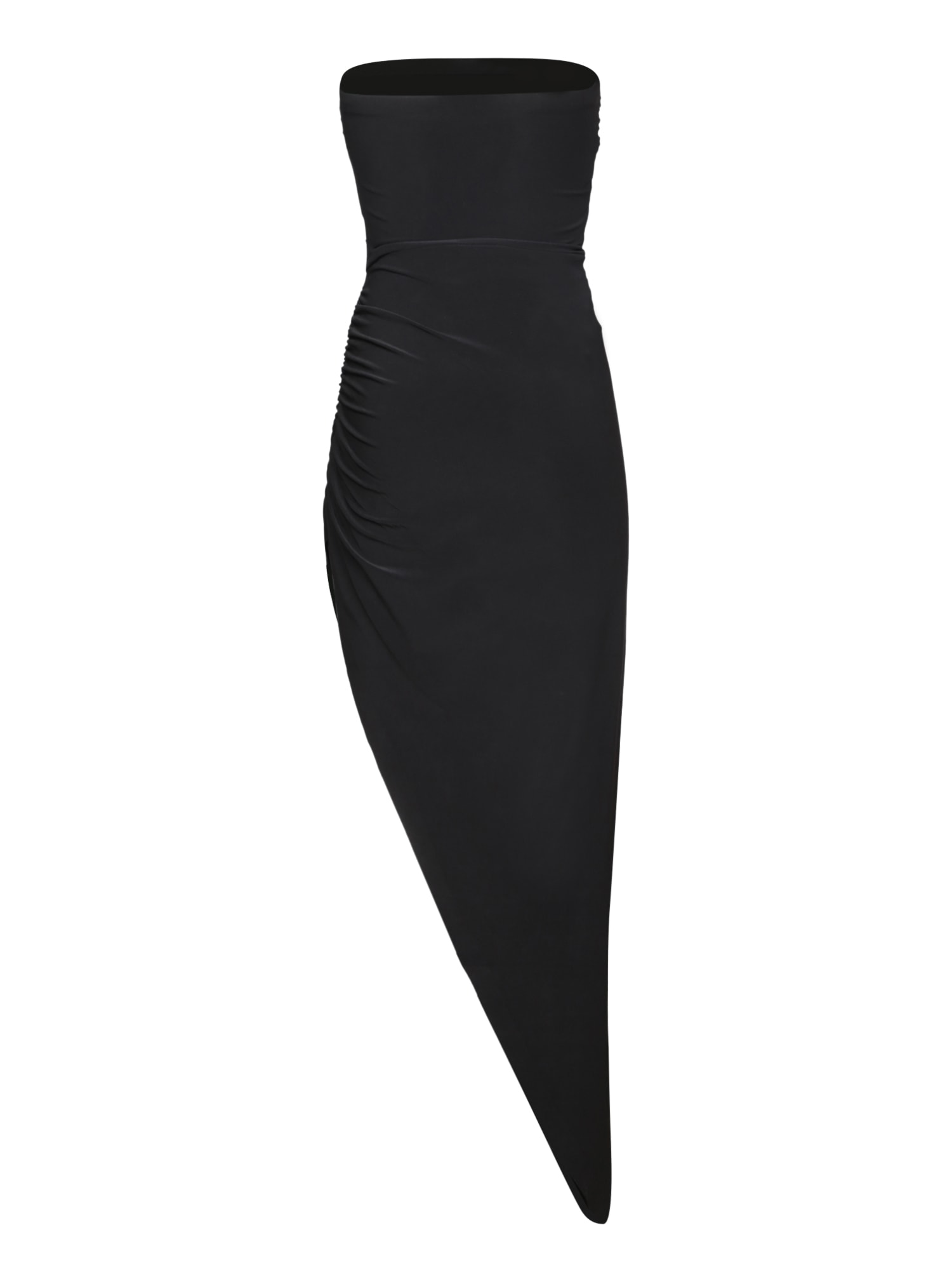 Norma Kamali Strapless Ruched Stretch-jersey Midi Dress In Black