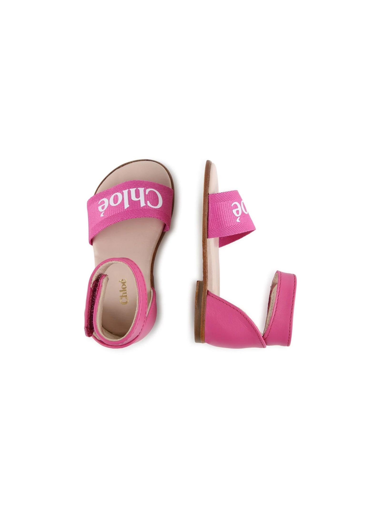 Shop Chloé Fuchsia Sandals With Logo In Pink