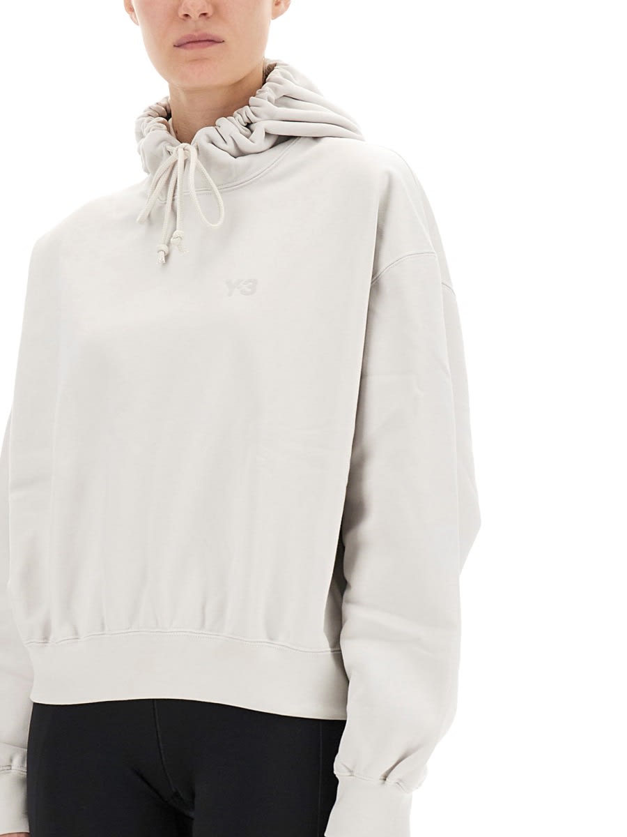 Y-3 Logo Hooded Sweatshirt Drawstring Style In White