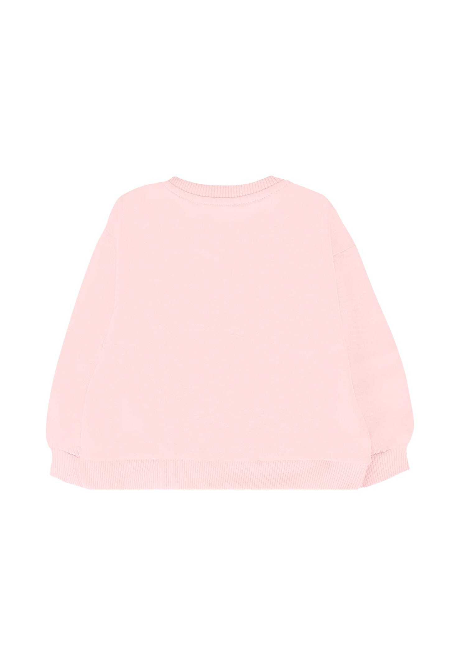 Moschino Pink Sweatshirt For Baby Girl With Teddy Bear In Pink