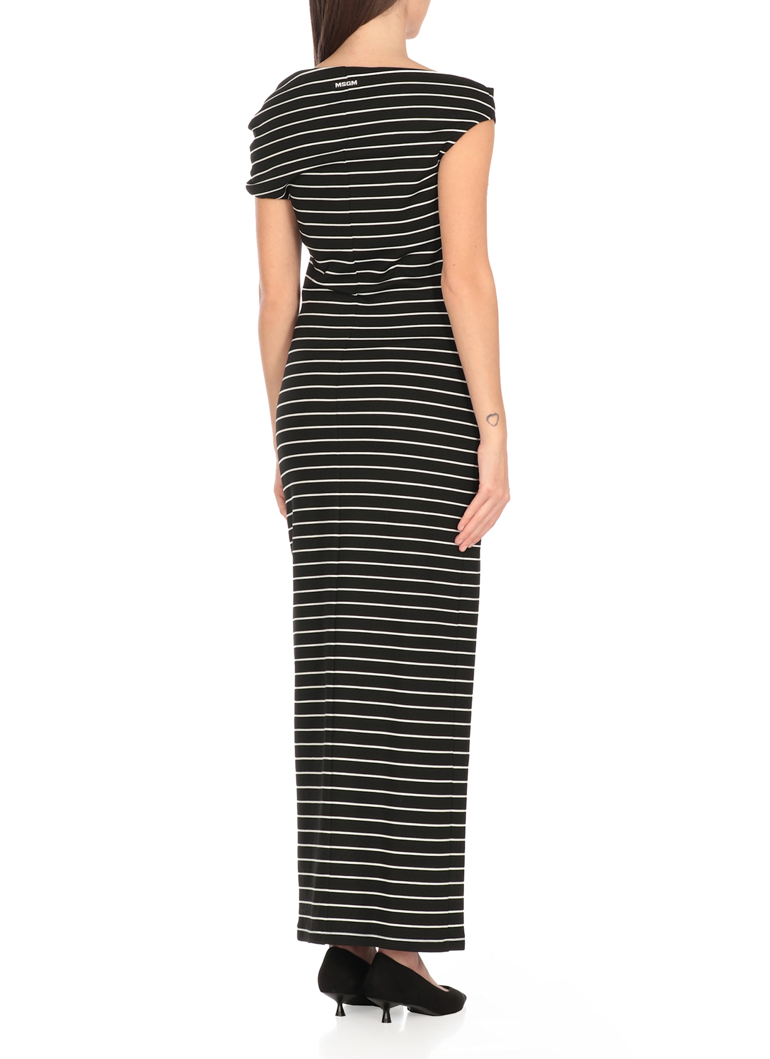 Msgm Dress Knee Length Wide Neck In Black