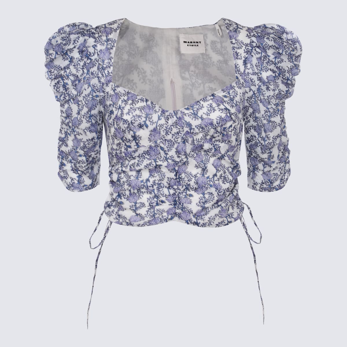 Marant Etoile White And Blue Cotton Top