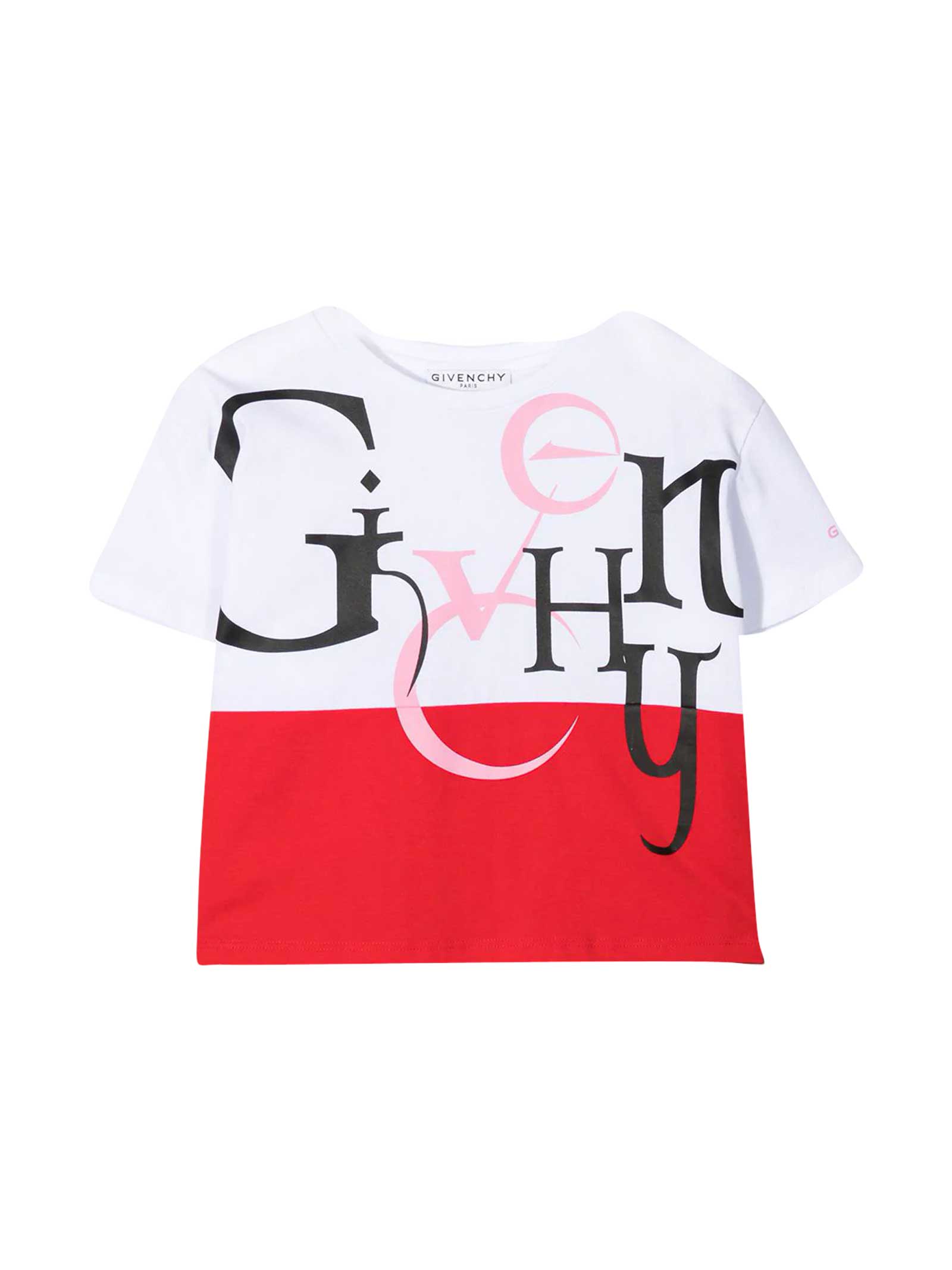 Shop Givenchy Two-tone T-shirt In Bianco/rosso