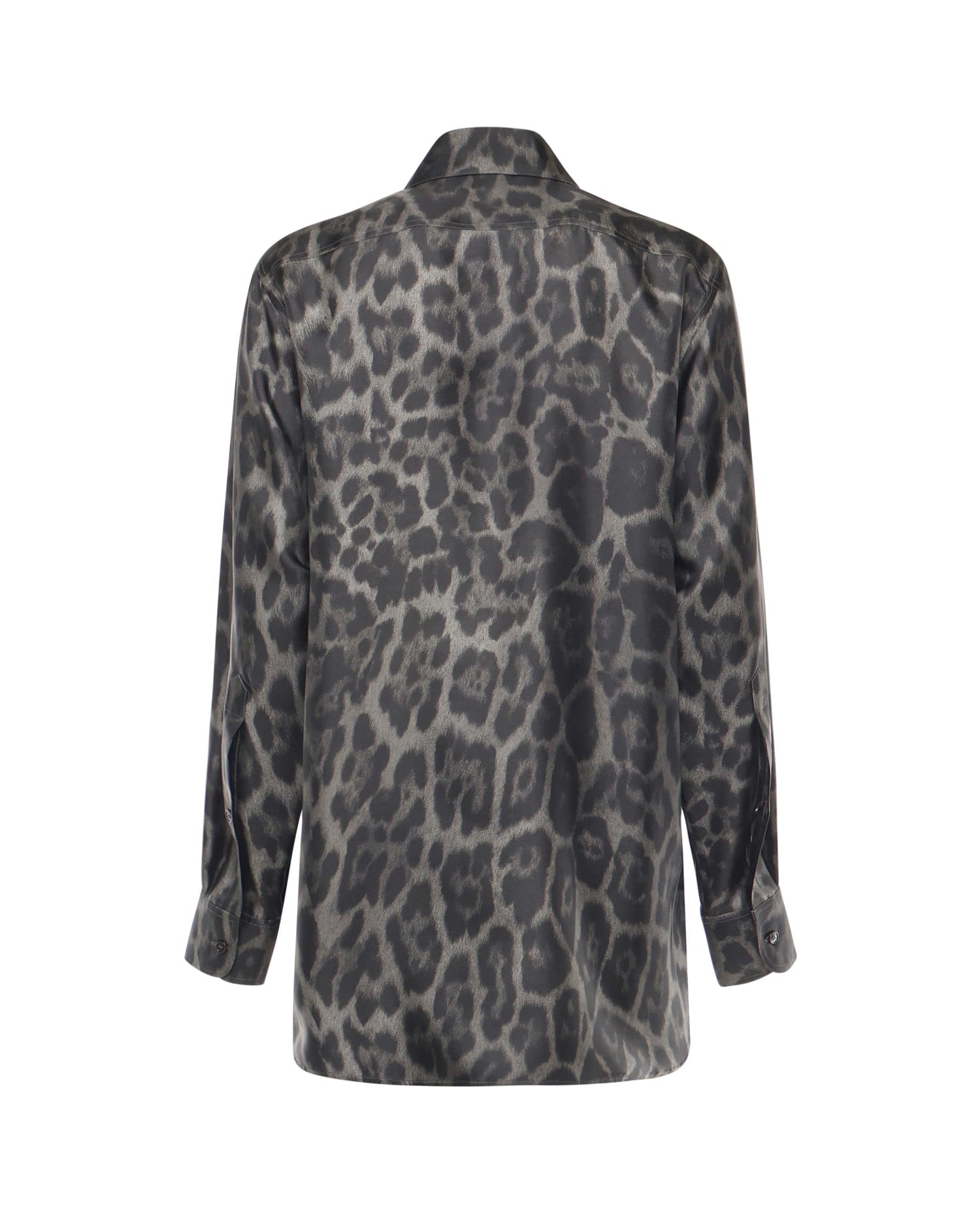 Stella Mccartney Leopard Print Shirt With Classic Collar And Embroidered Detail In Multi