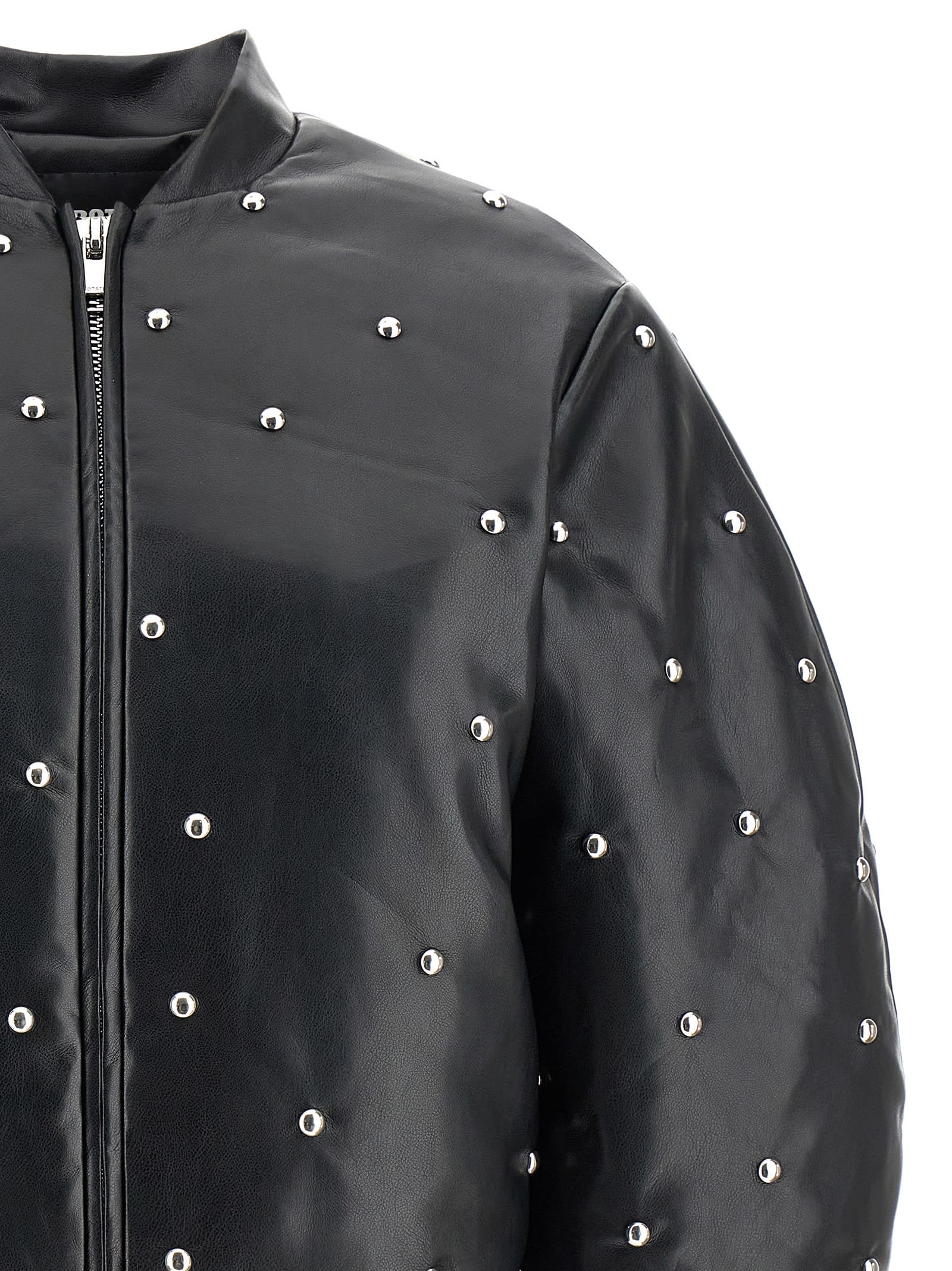 Rotate Birger Christensen Studded Padded Bomber Jacket In Black