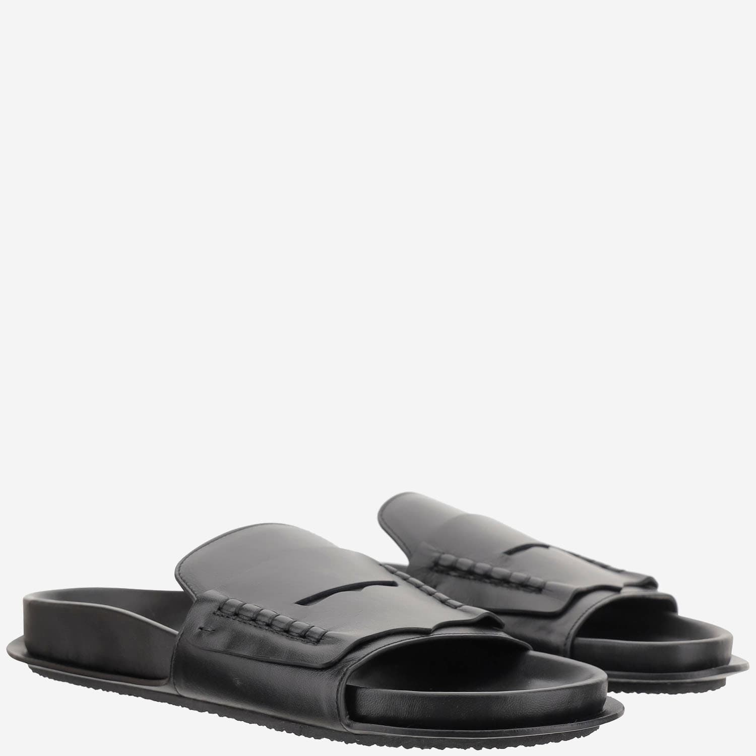 Jacquemus Leather Mocassin Sandal In Black