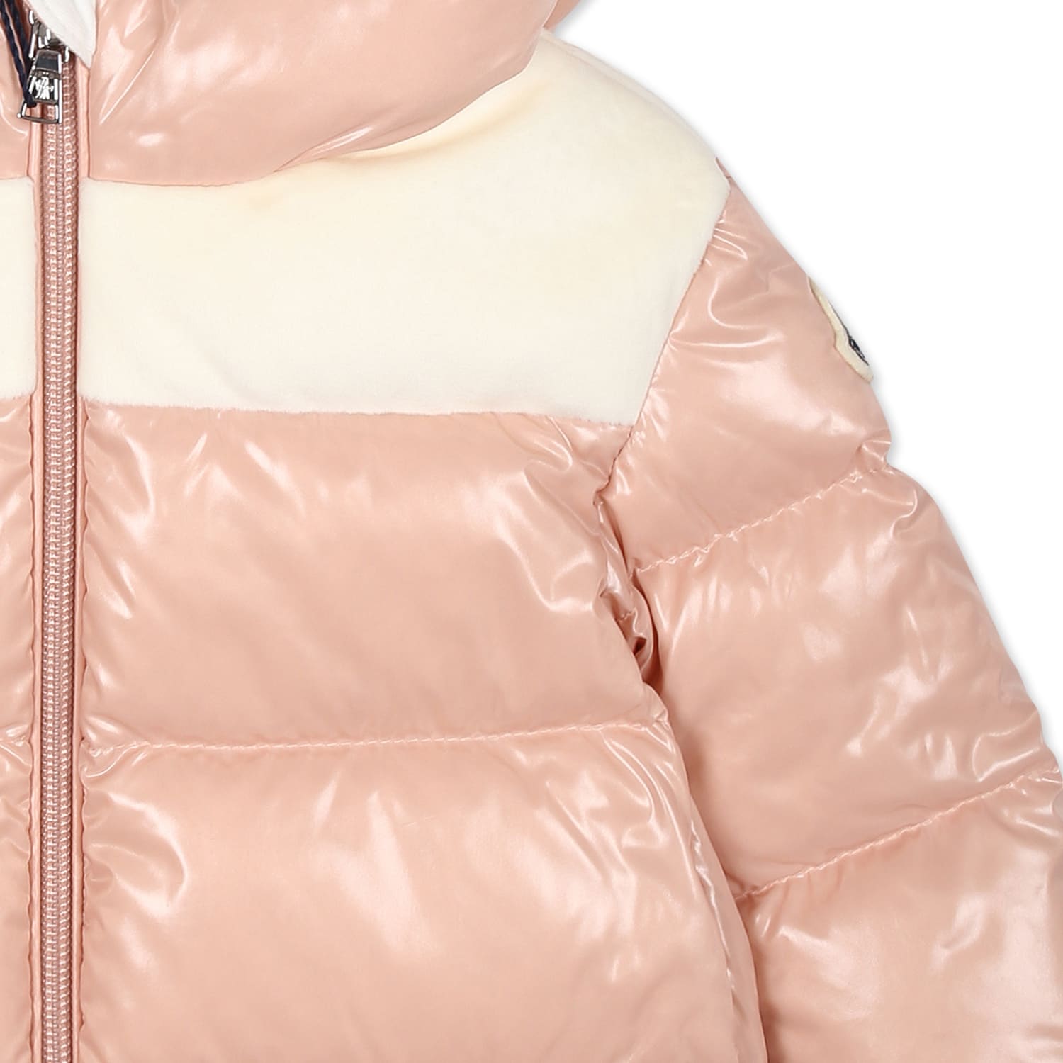 MONCLER PINK LAKISHA DOWN JACKET FOR BABY GIRL WITH LOGO