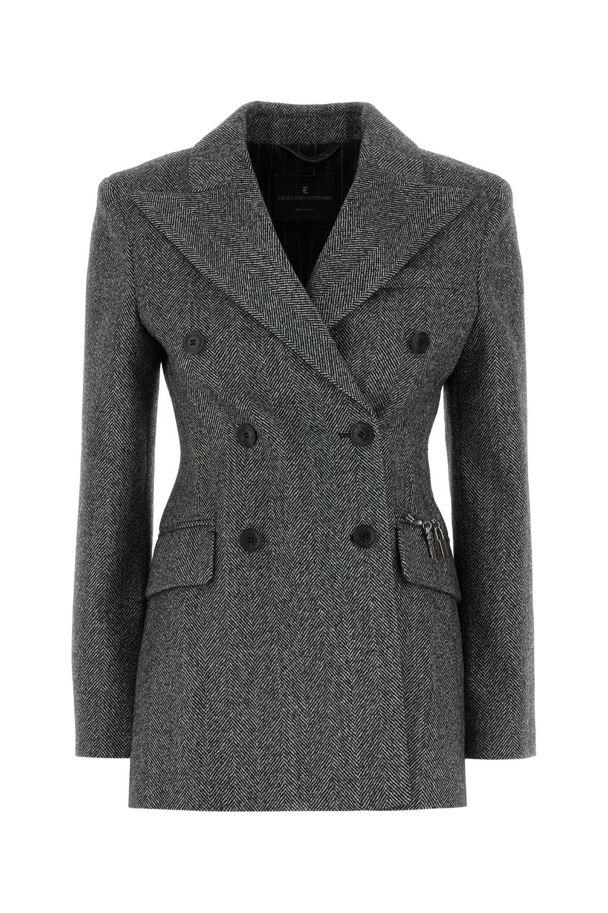 Shop Ermanno Scervino Embroidered Wool Blend Blazer In Grigio