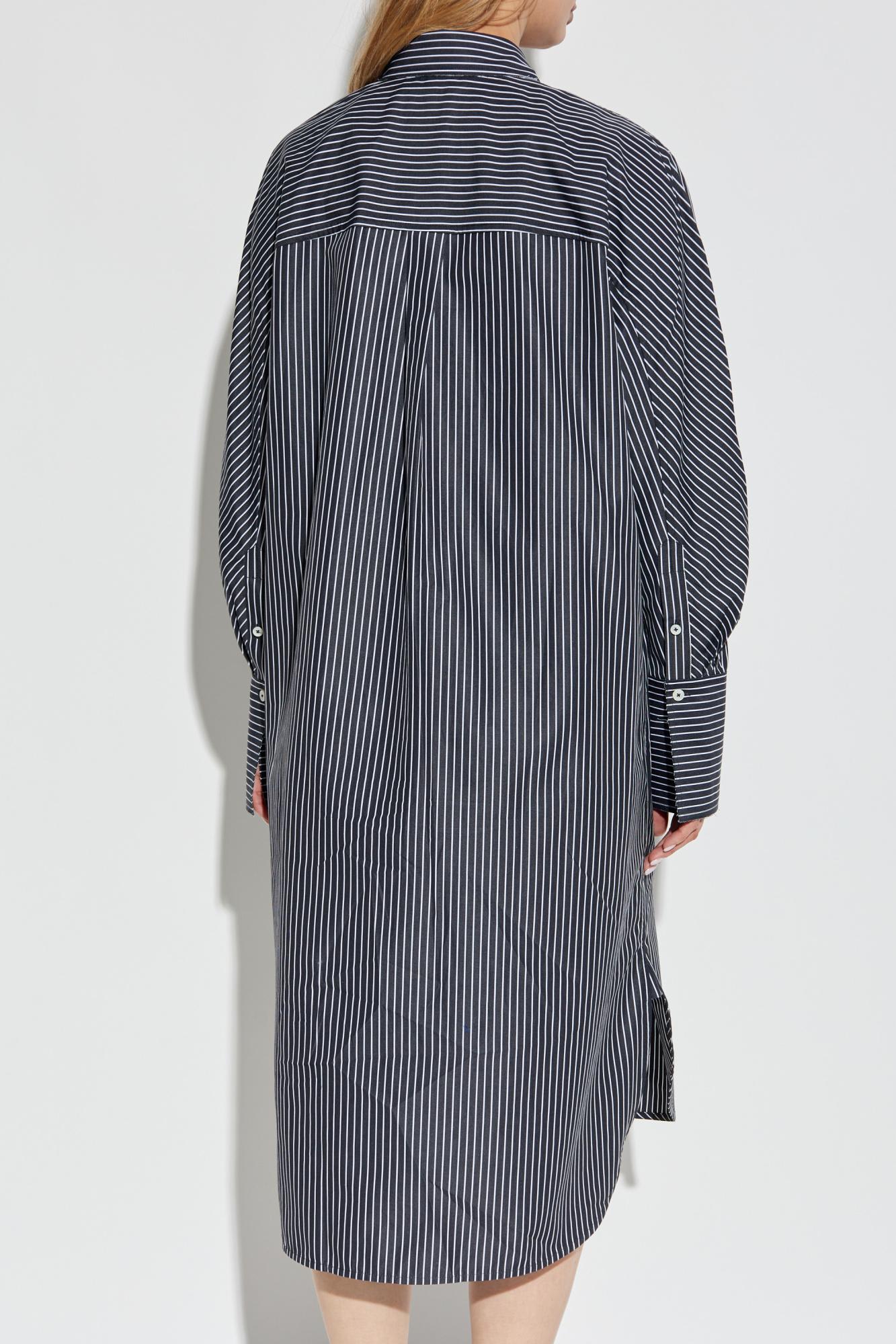 Totême Striped Organic Cotton-poplin Midi Shirt Dress In Gray