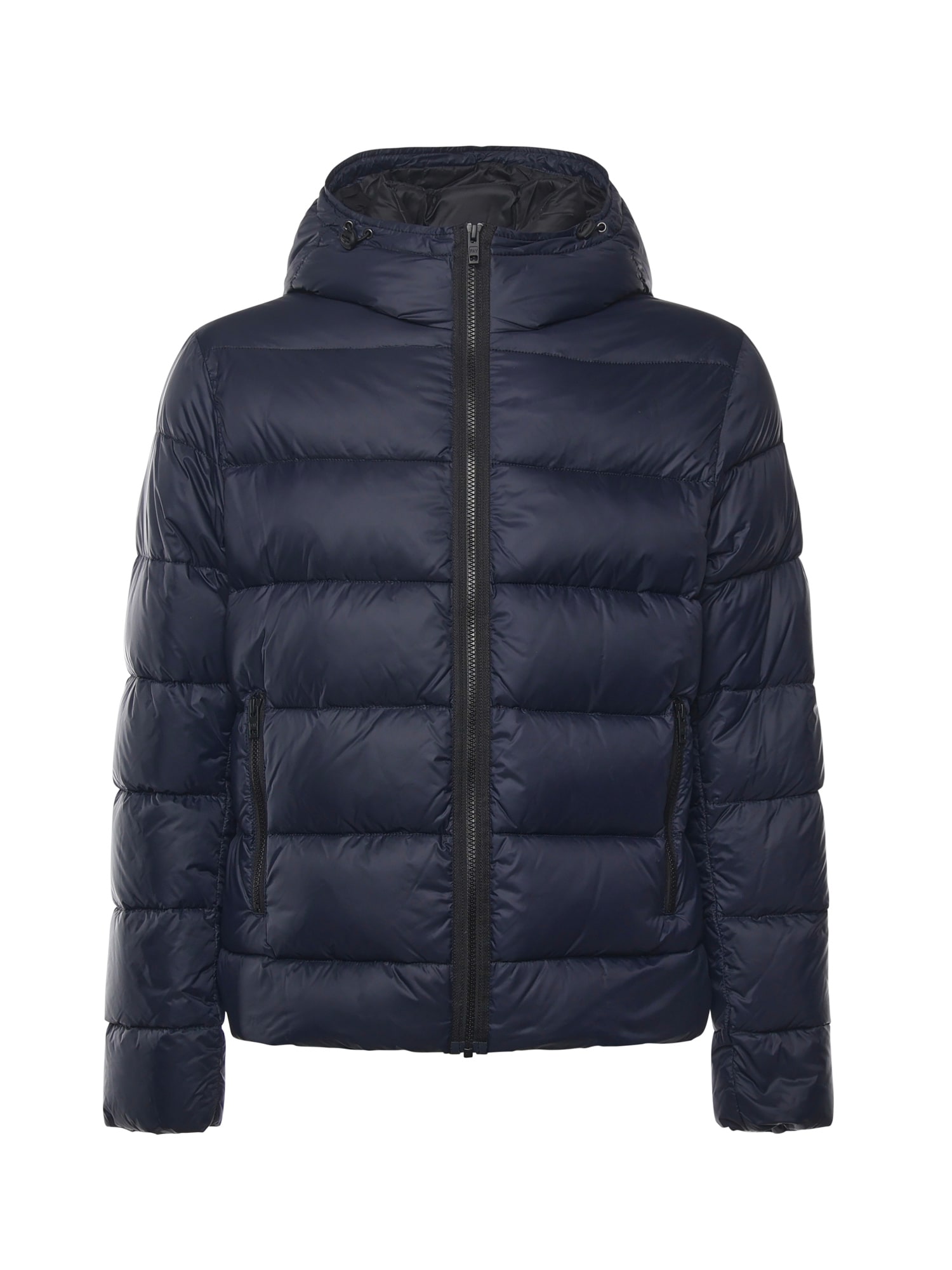 Fay Double-front Down Jacket In Calendered Poplin In Blue