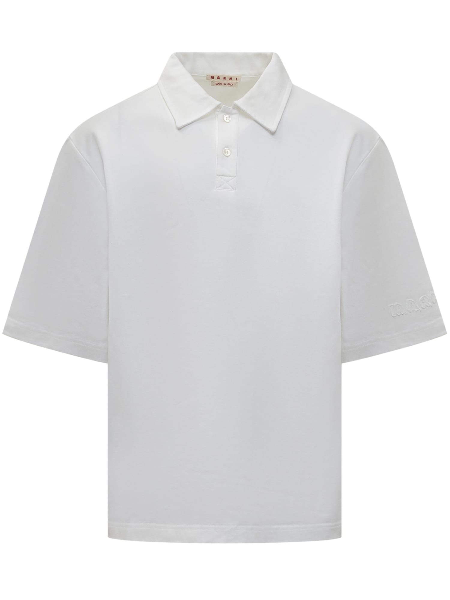 Shop Marni Polo Shirt With Logo In Lily White