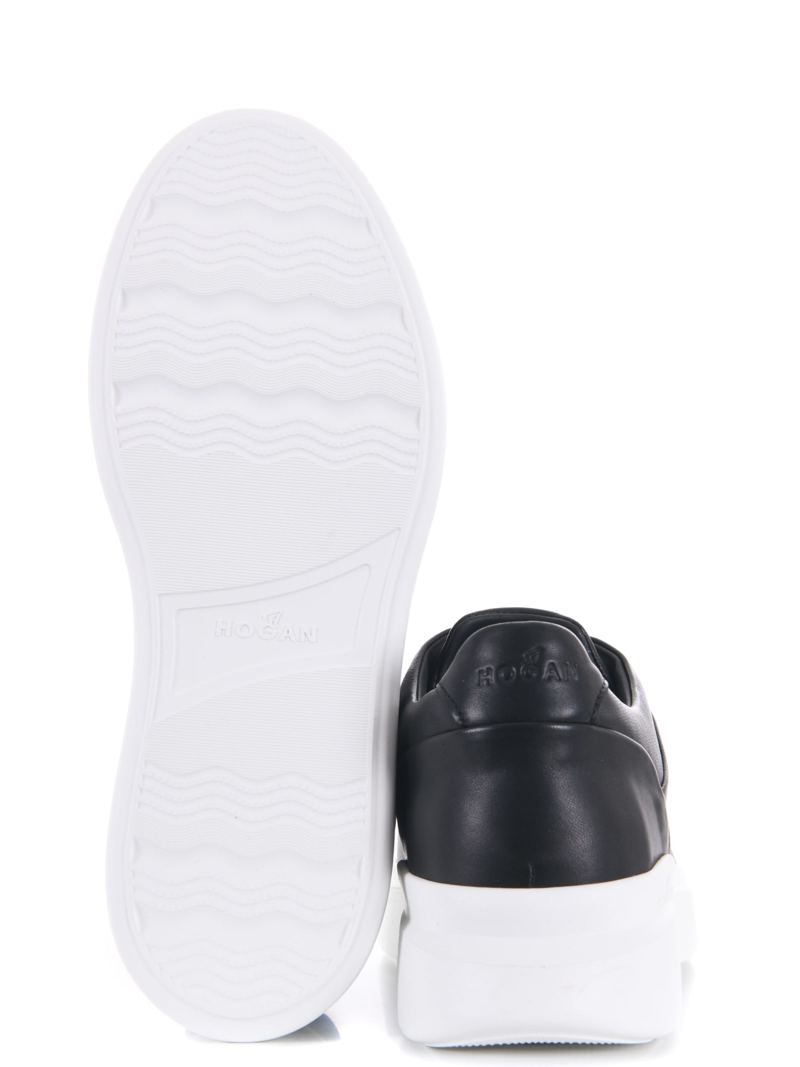Shop Hogan Slip-on Sneakers In Leather In Nero