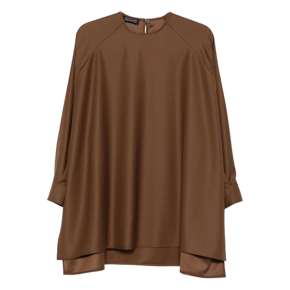 Gianluca Capannolo Layered Round-neck Mini Dress In Brown